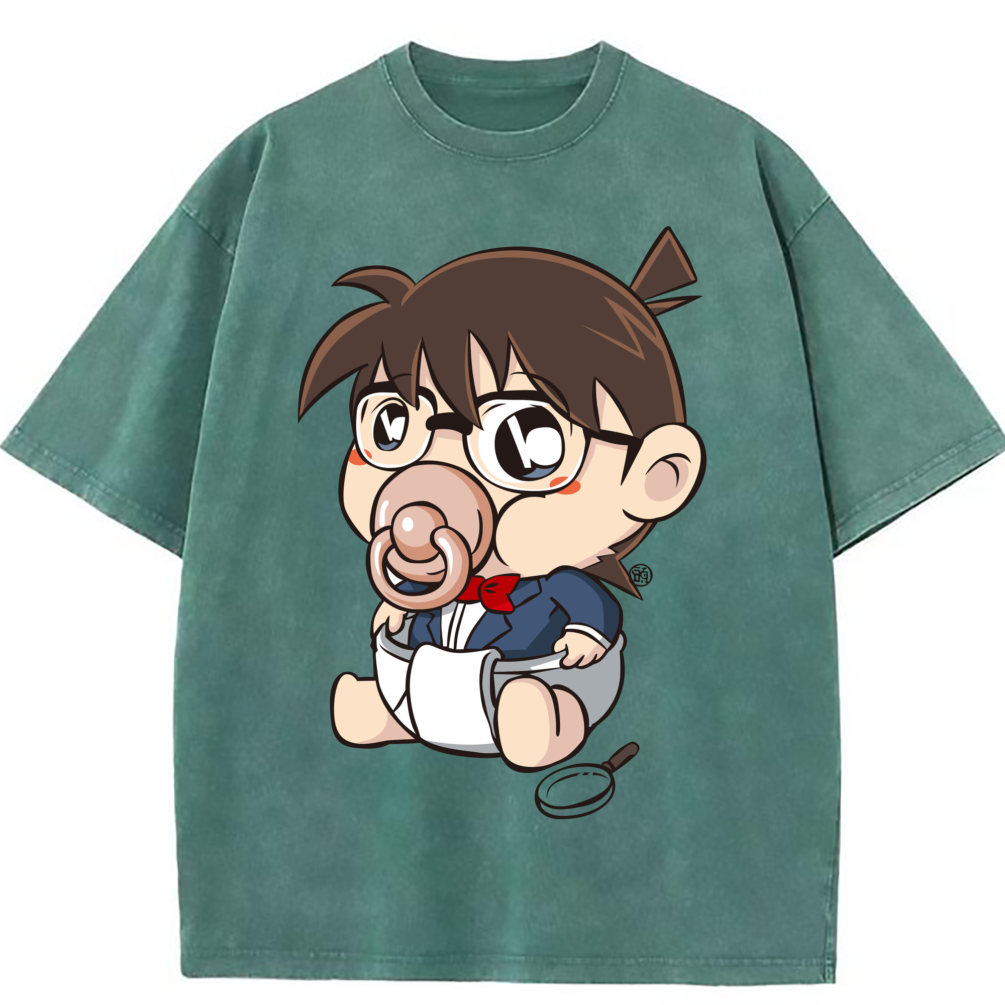 （画像用） 名探偵コナン 江戸川 コナン Detective Conan Conan Edogawa 綿100% ヴィンテージ風 半袖Tシャツ（フロントプリント）
